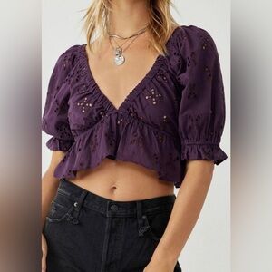 free people purple gardenia crop top